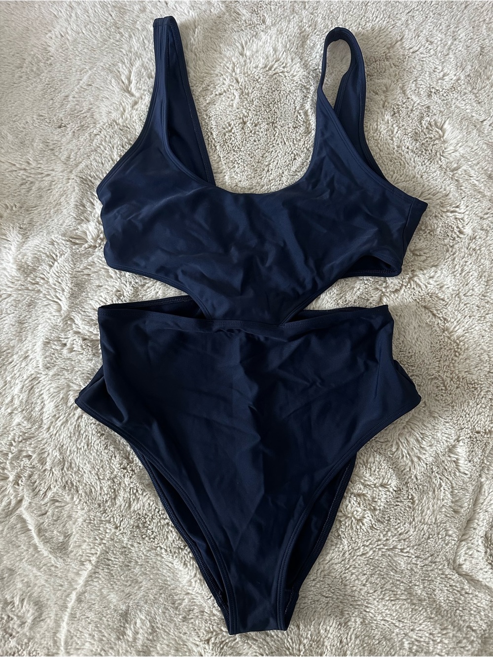 Navy High-Waist Two-Piece Swimsuit